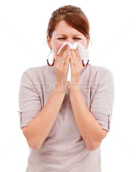 Jeune femme moucher jeunes allergique femme Photo stock © icefront