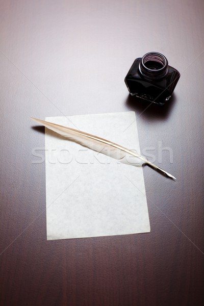 Tinte Papier leer Seite braun Schreibtisch Stock foto © icefront