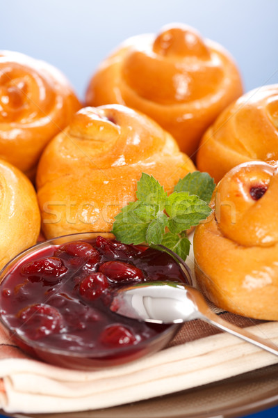 Sour cherry cakes and jam Stock photo © icefront