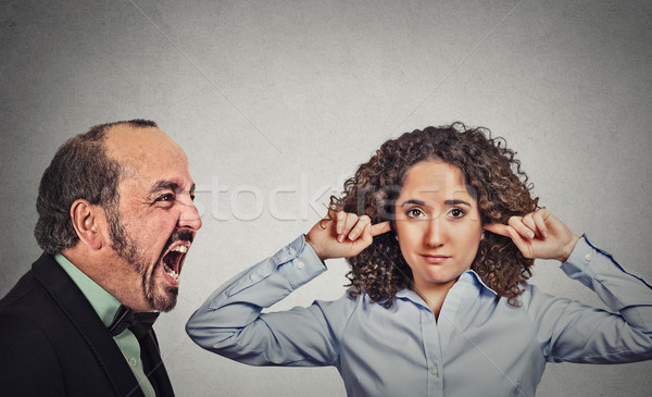 Enojado hombre maduro gritando jóvenes esposa mujer Foto stock © ichiosea