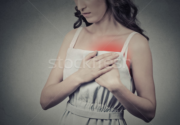Kadın kalp krizi ağrı sağlık sorun Stok fotoğraf © ichiosea