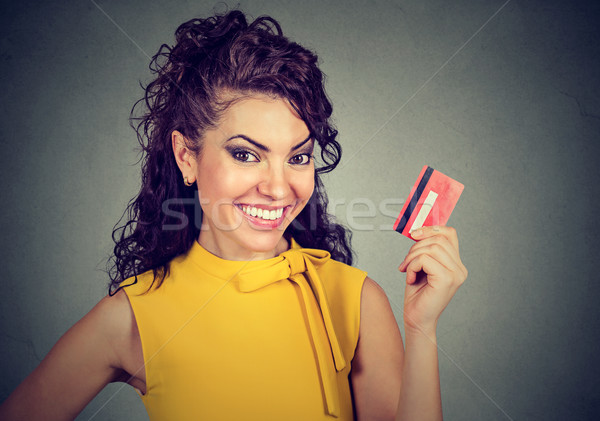 Happy woman holding credit card Stock photo © ichiosea