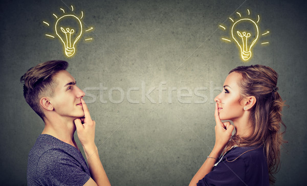 Content couple having great idea Stock photo © ichiosea