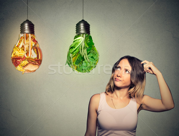 ストックフォト: 女性 · 思考 · 緑 · 野菜