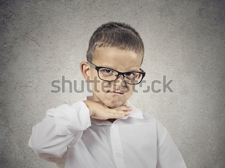 Angry bossy boy pointing finger at someone Stock photo © ichiosea