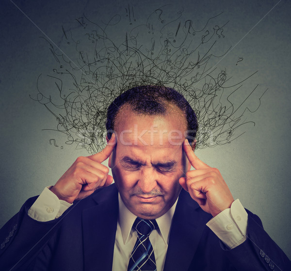 sad man with worried stressed face expression thinking trying to concentrate  Stock photo © ichiosea
