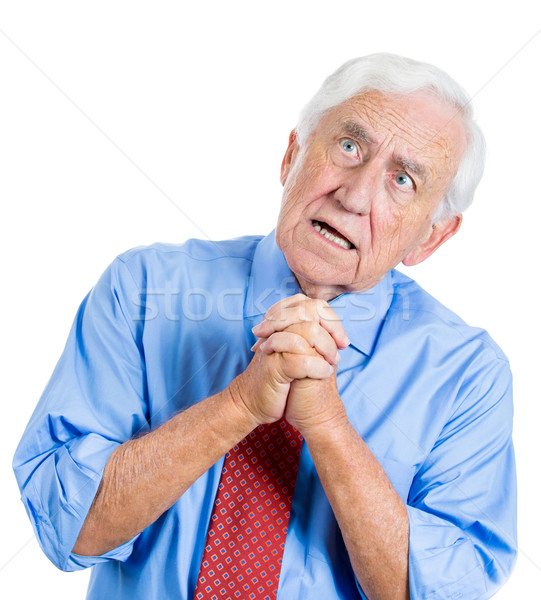 Idős férfi védőbeszéd közelkép portré idős idős Stock fotó © ichiosea