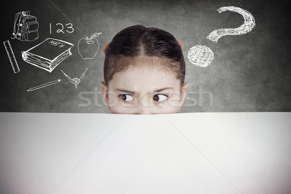 Portrait curious, suspicious young girl, student, school pupil Stock photo © ichiosea
