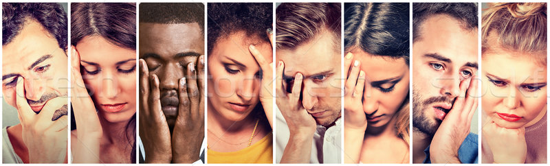 Collage group of sad depressed people. Unhappy men women  Stock photo © ichiosea