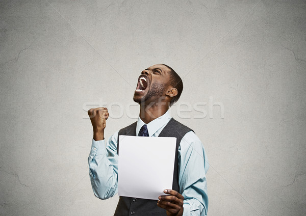 Angry customer, executive man screaming holding document, paper  Stock photo © ichiosea