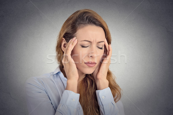 Leiden Kopfschmerzen Mädchen Gesicht Wand Stock foto © ichiosea