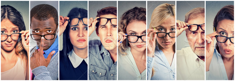 Multiethnic group of hard to please people skeptically looking at you  Stock photo © ichiosea