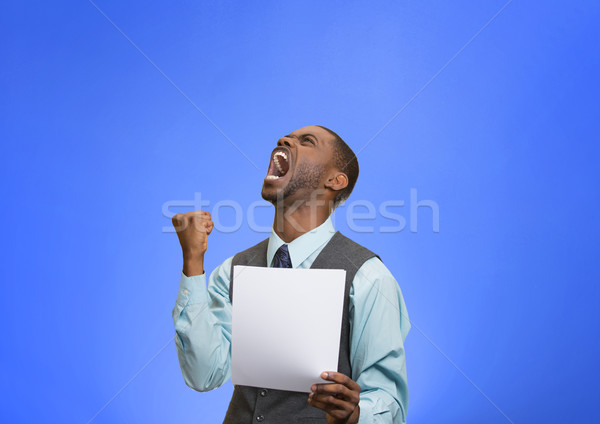 Angry customer, executive man screaming holding document, paper  Stock photo © ichiosea