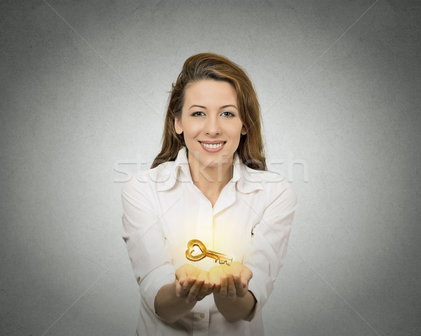 Nő kezek tart felajánlás új kulcs Stock fotó © ichiosea