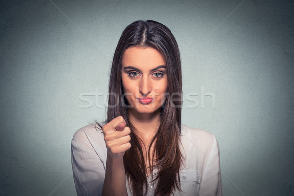 Woman giving thumb finger figa gesture you get zero nothing Stock photo © ichiosea