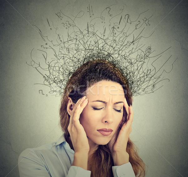 Traurig Frau beunruhigt Gesicht Gehirn Stock foto © ichiosea