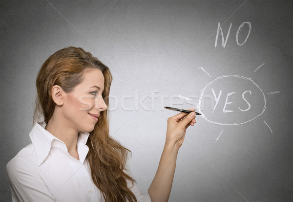 Sí elección la toma de decisiones mujer nina cara Foto stock © ichiosea