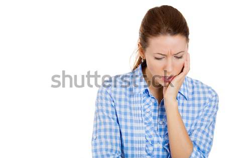 Stock photo: Upset, sad, troubled woman having a headache , bad day