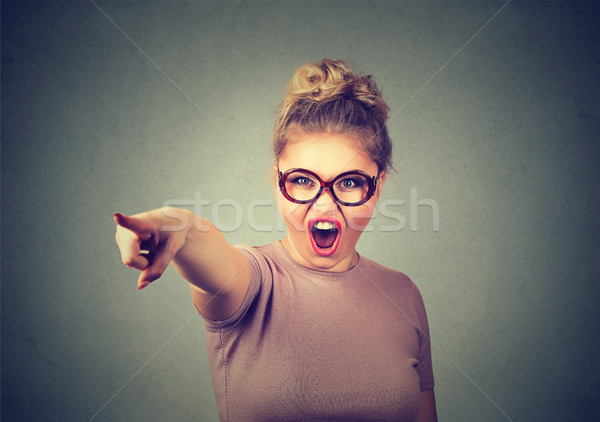 Angry woman accusing someone screaming pointing with finger  Stock photo © ichiosea