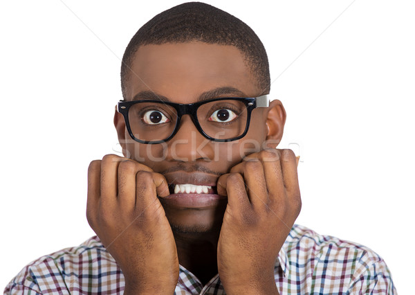 Nerdy, unhappy, scared man Stock photo © ichiosea