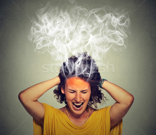 stressed woman screaming frustrated thinking too hard steam coming out of head Stock photo © ichiosea