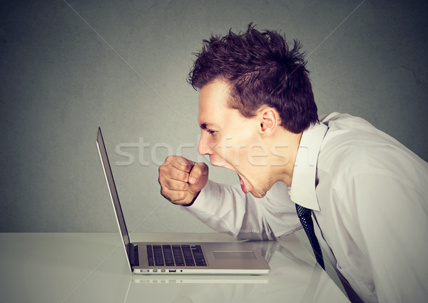 angry businessman working on laptop Stock photo © ichiosea