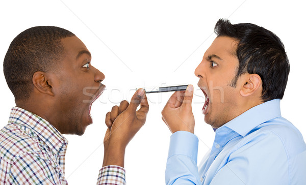 two men screaming on opposite ends of phone Stock photo © ichiosea