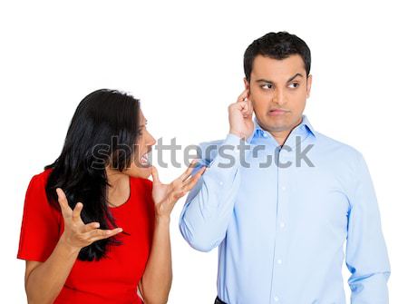 Stock photo: man unwilling to listen to woman