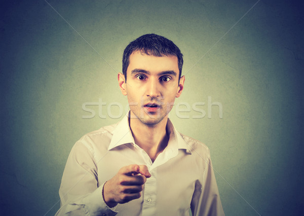 Surprised stunned man pointing finger at you camera  Stock photo © ichiosea