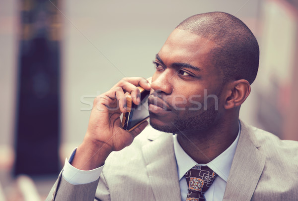 Stockfoto: Knap · afro-amerikaanse · zakenman · praten · mobiele · telefoon · moderne