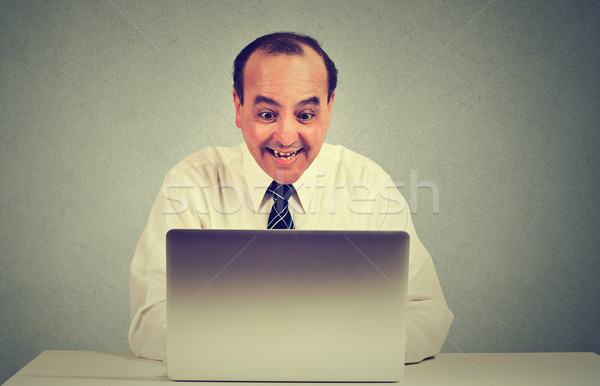 Portrait of a happy middle aged man working on a laptop in his office  Stock photo © ichiosea