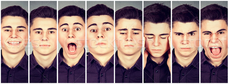 Collage Mann unterschiedlich Emotionen junger Mann Stock foto © ichiosea