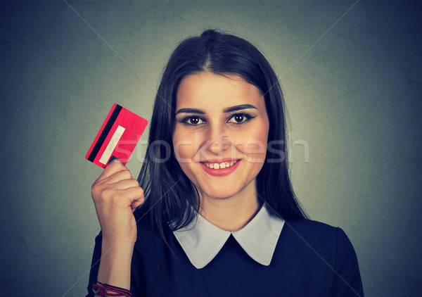 woman shopping on line holding showing credit card Stock photo © ichiosea