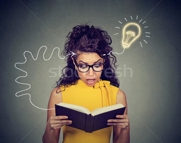 Mujer gafas lectura libro hasta Foto stock © ichiosea