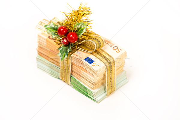 euro banknotes stacked isolated on white background . Euro money concept Stock photo © ichiosea