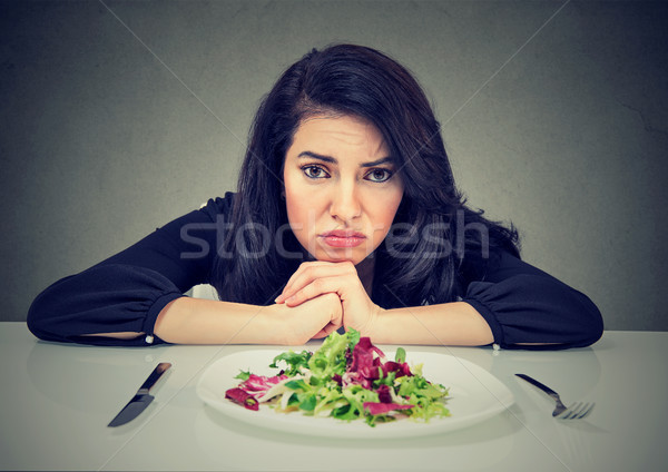 [[stock_photo]]: Régime · femme · végétarien · régime · alimentaire · triste · alimentaire