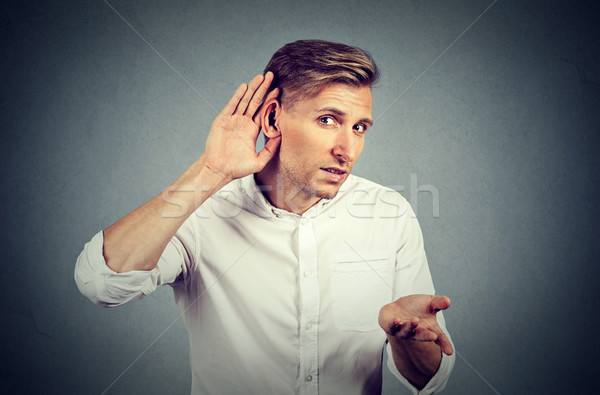 hard of hearing man asking someone to speak up Stock photo © ichiosea