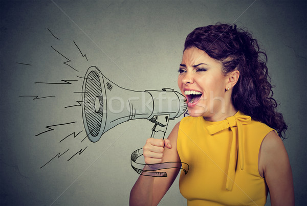 Young woman screaming in megaphone  Stock photo © ichiosea