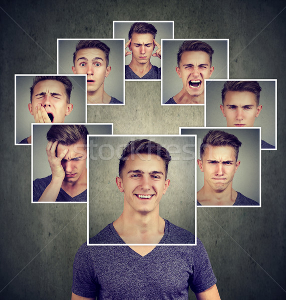 Portret gelukkig jonge man verschillend emoties Stockfoto © ichiosea