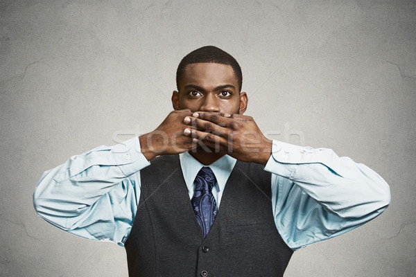 Man covers his mouth, speak no evil concept Stock photo © ichiosea