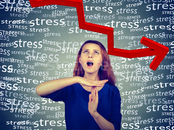 woman showing time out hand gesture, frustrated screaming to stop stress  Stock photo © ichiosea