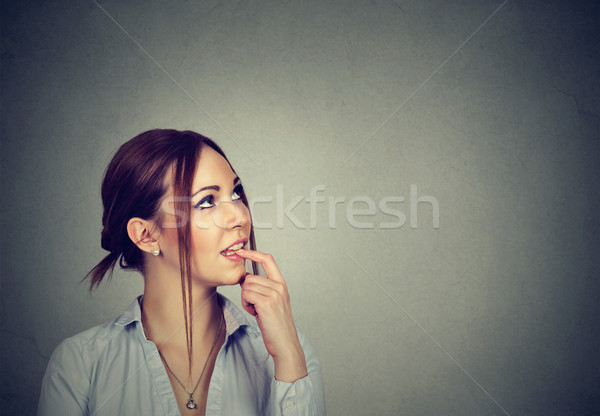 Zamyślony młoda kobieta twarz moda sukces Zdjęcia stock © ichiosea