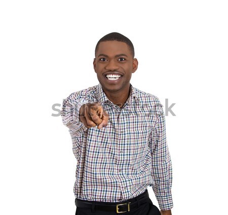 Stock photo: excited man pointing at the camera
