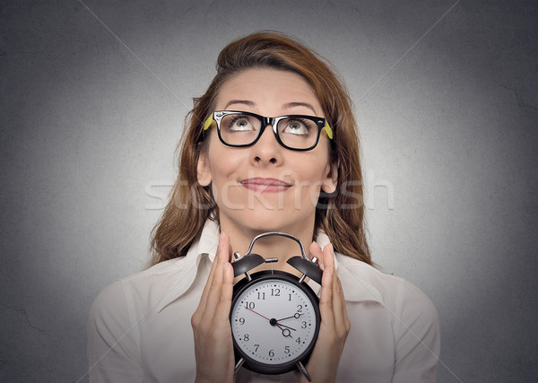 Stock photo: woman with alarm clock