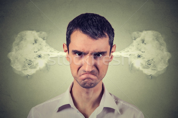 angry young man, blowing steam coming out of ears Stock photo © ichiosea