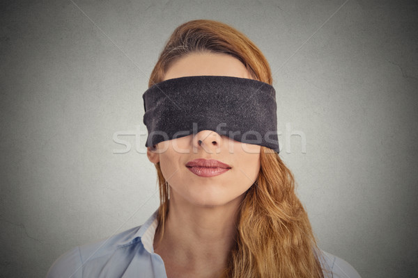 Blindfolded red haired woman Stock photo © ichiosea