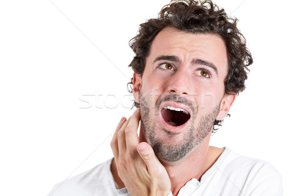 Zahnschmerzen Porträt junger Mann Zahn Schmerzen Stock foto © ichiosea
