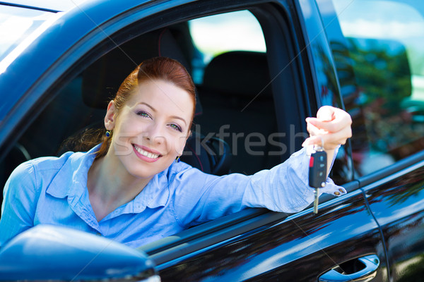 Happy woman showing keys from her new car Stock photo © ichiosea