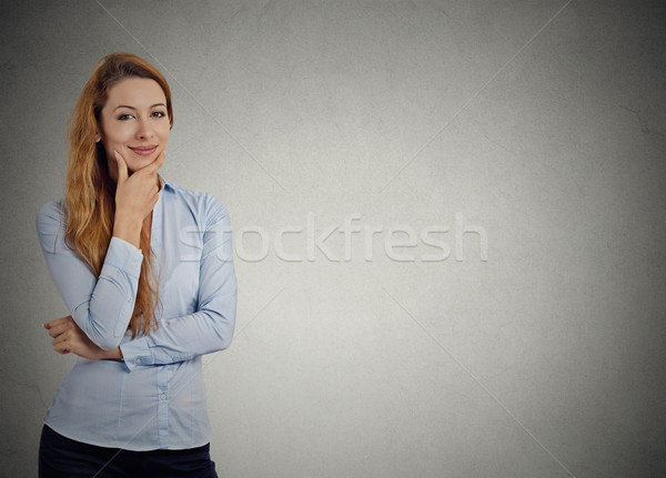 Portrait happy beautiful confident smiling woman thinking looking at camera Stock photo © ichiosea