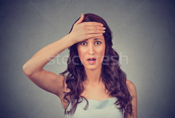 headshot terrified young business woman looking shocked, surprised, full disbelief Stock photo © ichiosea